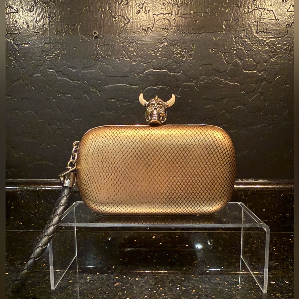Stunning Alexander McQueen vintage archive Viking skull restored custom clutch
